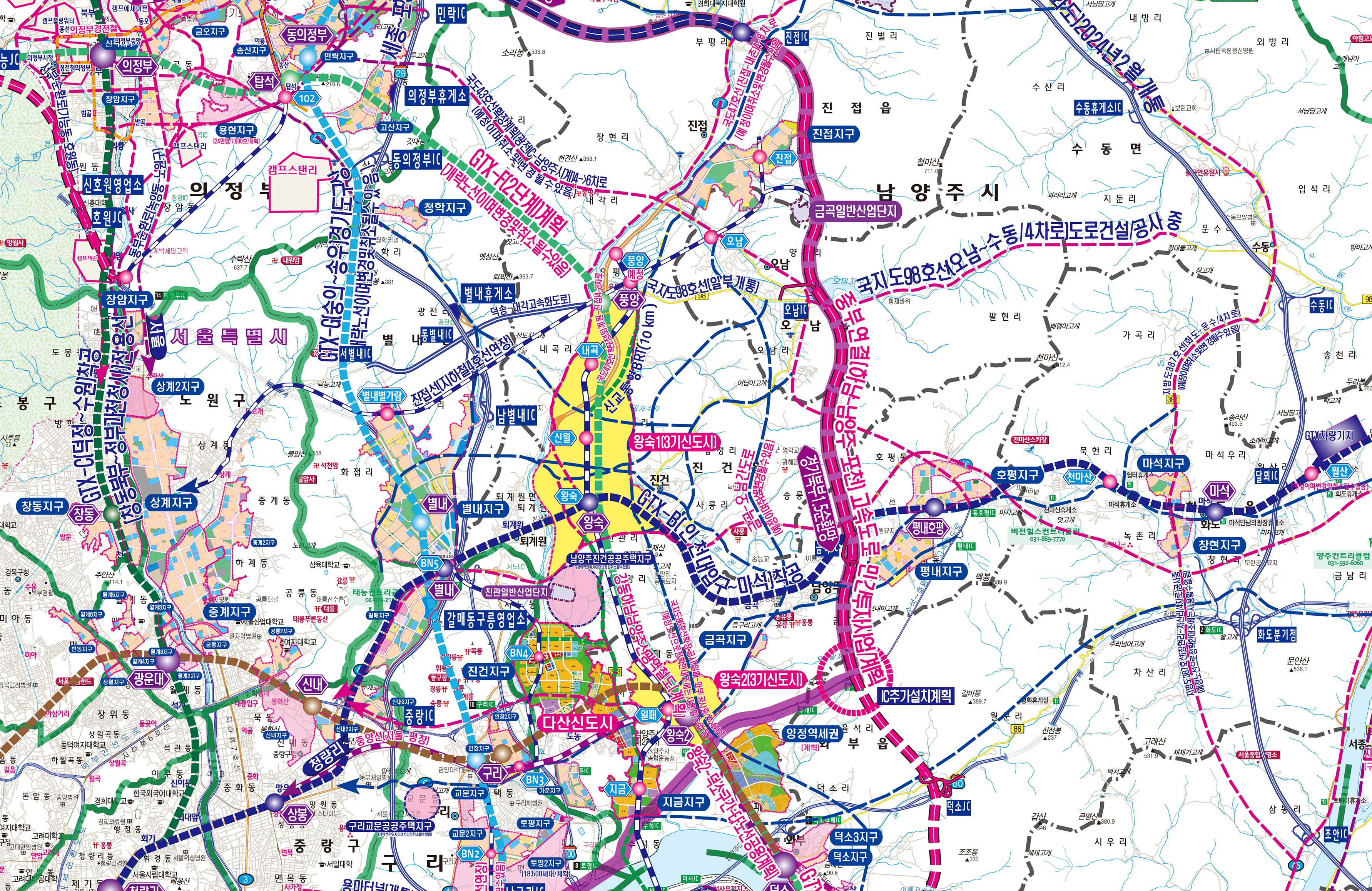 최신수도권 개발계획도 [ 롤스크린 / 大 ]